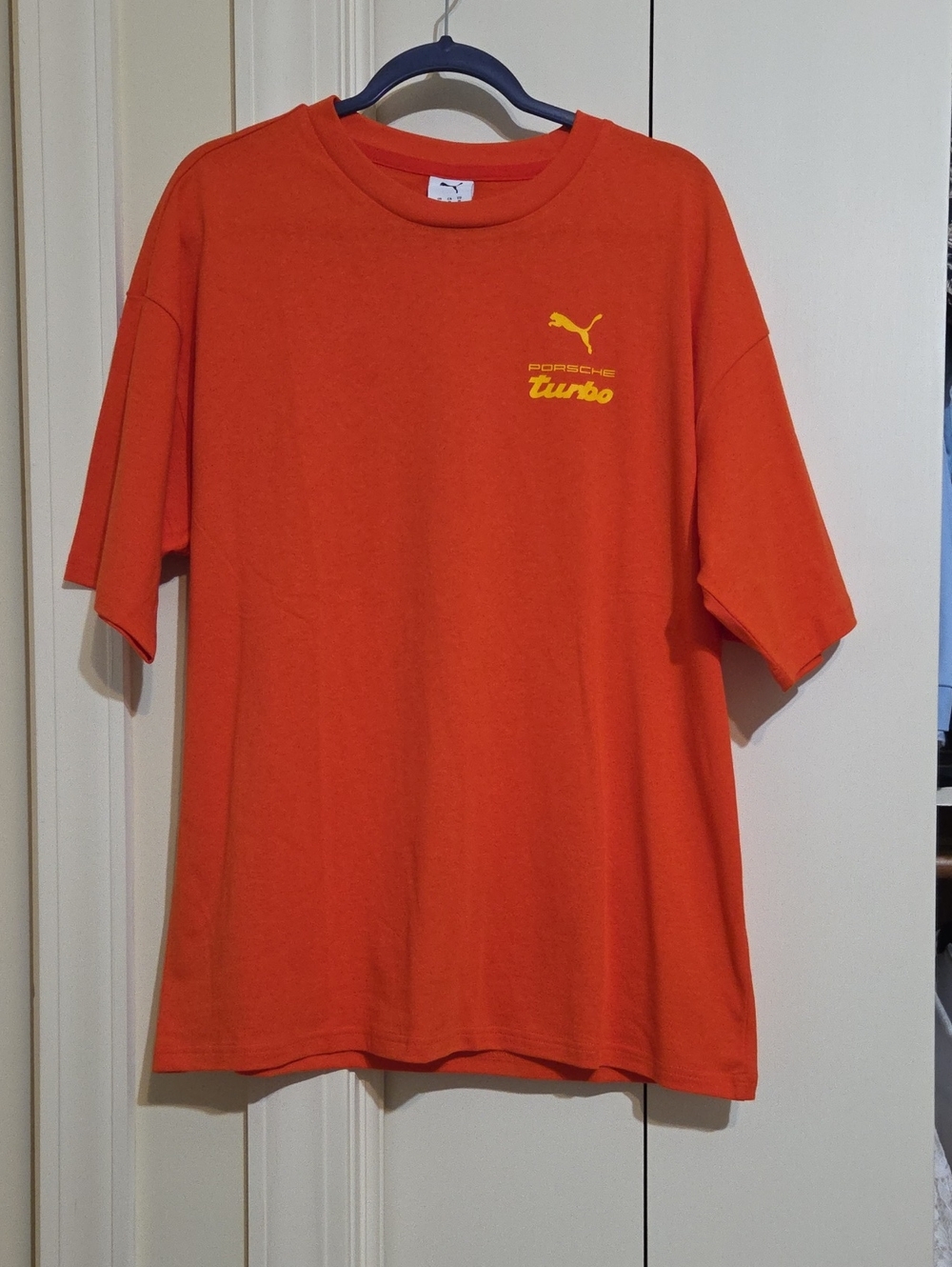 Puma Orange Short Sleeve Tee with Yellow Porsche Turbo Logo